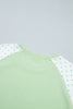 Light Blue Polka Dot Patchwork Colorblock Long Sleeve Casual Two Piece Pants Set