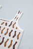 White Western Leopard/ Horseshoe Printed Scalloped Trim Square Neck Sweater Vest
