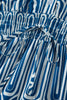 Blue Geometric Print Short Sleeve Drawstring Shirt Collar Dress
