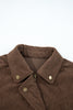 Dark Khaki Button Zip Up Lapel Collar Corduroy Jacket