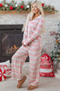 White Christmas Pattern Print Shirt Style Long 2pcs Pajama Set