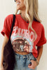 Tomato Red COWBOY Take Me Away Graphic Western Loose Tee