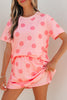 White Polka Dot Short Sleeve Top Casual Skort 2pcs Outfit