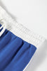 Sky Blue Varsity Stripe Detail Drop Shoulder Pullover Mini Skirt Set