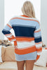 Dark Blue Color Block Round Neck Tunic Sweater