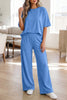 Sachet Pink Solid Cover Oversize Tee Pocketed Casual Pants 2pcs Outfit