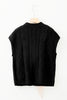 Black Cable Knit Colorblock Satin Bowknot Short Sleeve Sweater