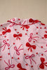Red Bow Print Valentine Long Sleeve Shirt Shorts 2 Pcs Pajama Set