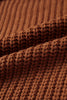 Coffee Solid Color Cable Knit High Neck Loose Pullover Sweater