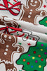 White Christmas Pattern Button V Neck Pullover Drawstring Pants 2pcs Lounge Set