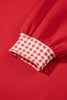 Racing Red Polka Dot Trim Baggy Pullover 2pcs Short Set