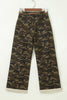 Multicolour Camouflage Print Retro Grommet Tie Waist Loose Jeans