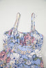 Sky Blue Floral Tiered Patchwork Spaghetti Strap Vacation Dress