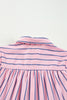 Pink Stripe Ruffled Hem Button-up Collared Shirt Mini Dress