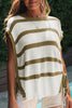 Khaki Stripe Tie Open Side Sweater Knitted Top