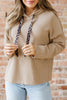 Casual Thermal Textured Lace Drawstring Baggy Hoodie