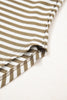 Khaki Stripe Thermal Knit Drop Shoulder Casual Top