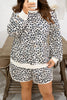 Khaki Plus Size Leopard Loose Pullover Casual Shorts 2pcs Outfit