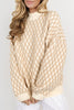 Oatmeal Diamond Knit Drop Shoulder Loose Sweater