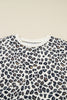 Khaki Plus Size Leopard Loose Pullover Casual Shorts 2pcs Outfit