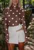 Black Vintage Polka Dot Print Mesh Long Sleeve Bodysuit