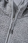 Medium Grey Fleece Zip Up Drawstring Hooded Pocketed Jacket