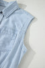 Sky Blue Stripe Collared Button Front Sleeveless Denim Mini Dress