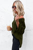Green Textured Knit Drop Shoulder Short Sleeve Sweater