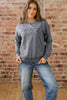 High-rise saved by grace Letter Embroidery Mineral Wash Loose Sweatshirt