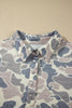 Multicolour Casual Camo V-Neck Buttoned Plus Size Sweatshirt