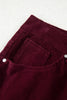 Vineyard Green Corduroy Solid Color High Waist Wide Leg Pants