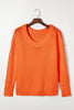 Orange Ribbed Knit Round Neck Slouchy Chunky Sweater