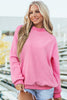 Black Oversize Drop Shoulder Reversible Mock Neck Sweatshirt