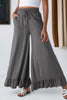 Jungle Green Ruffled Wide Leg Pull On High Waist Pants with Pockets