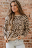 Khaki Leopard Print Dolman Sleeve Sweater