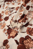 Brown Floral Print Button Down Poet Sleeve Shirt
