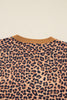 Khaki Leopard Pullover and Pants 2pcs Outfit with Bow Embroidery