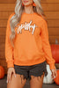 Grapefruit Orange Spooky Graphic Halloween Crew Neck Holiday Sweatshirt