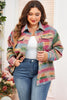 Pink Plus Size Aztec Printed Flap Pocket Shacket