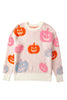 Beige Halloween Cute Pumpkin Pattern Sweater