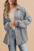 Medium Grey Waffle Knit Patchwork Exposed Seam Loose Shacket