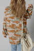 Brown Retro Camouflage Print Exposed Seam Patchwork Drop Shoulder Sweatshirt