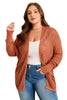 Redwood Burl Mixed Pattern Knitted Open Front Plus Cardigan