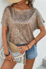 Parchment Shimmer Leopard Print Dolman Sleeve T Shirt