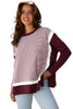 Green Stripe Color Block Patchwork Dolman Oversize Tunic Sweater