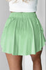 Light Green Drawstring High Waist Lined Tennis Skorts