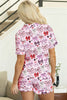 Pink Cute Ribbon Bows Printed Shirt Style 2pcs Short Pajama Set
