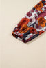 Red Floral Print Wrap V Neck Puff Sleeve Flowy Mini Dress