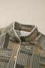 Green Western Print Fleece Pullover Long Sleeve Casual Fit Sweatshirt