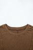Black Exposed Seam Ribbed Long Sleeve Top